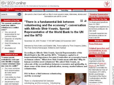 International Symposium on Volunteering (ISV2001) Online News